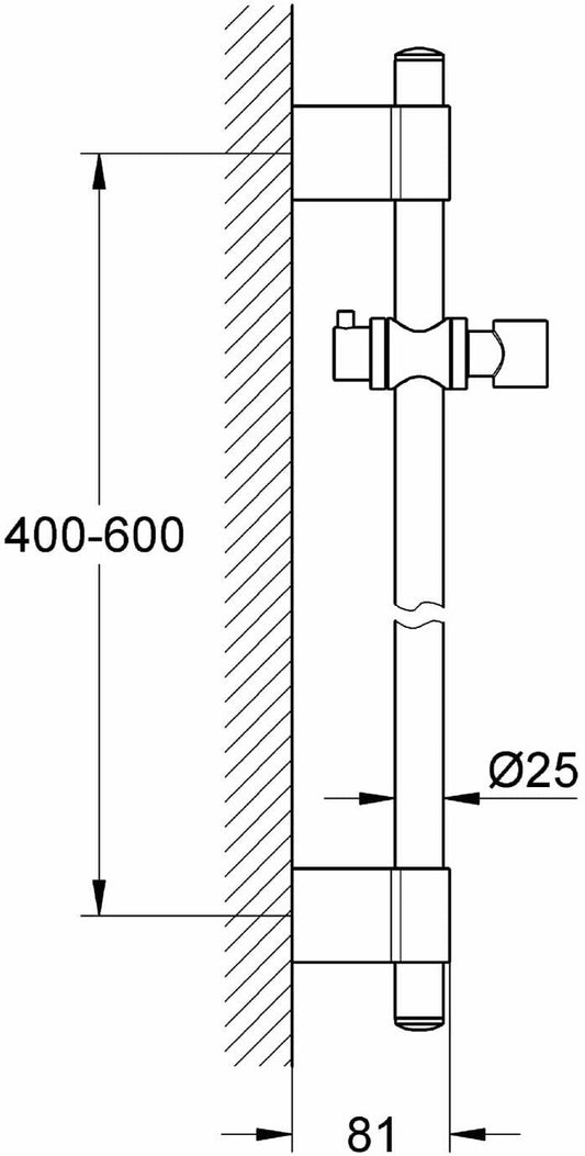 GROHE 28797001 RAINSHOWER SHOWER RAIL 600 - CHROME