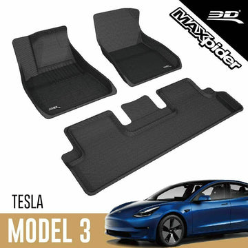 Tesla Model 3 2018 BASE, 2019 LONG RANGE & PERFORMANCE MAXpider Rows 1&2 Floor Mats