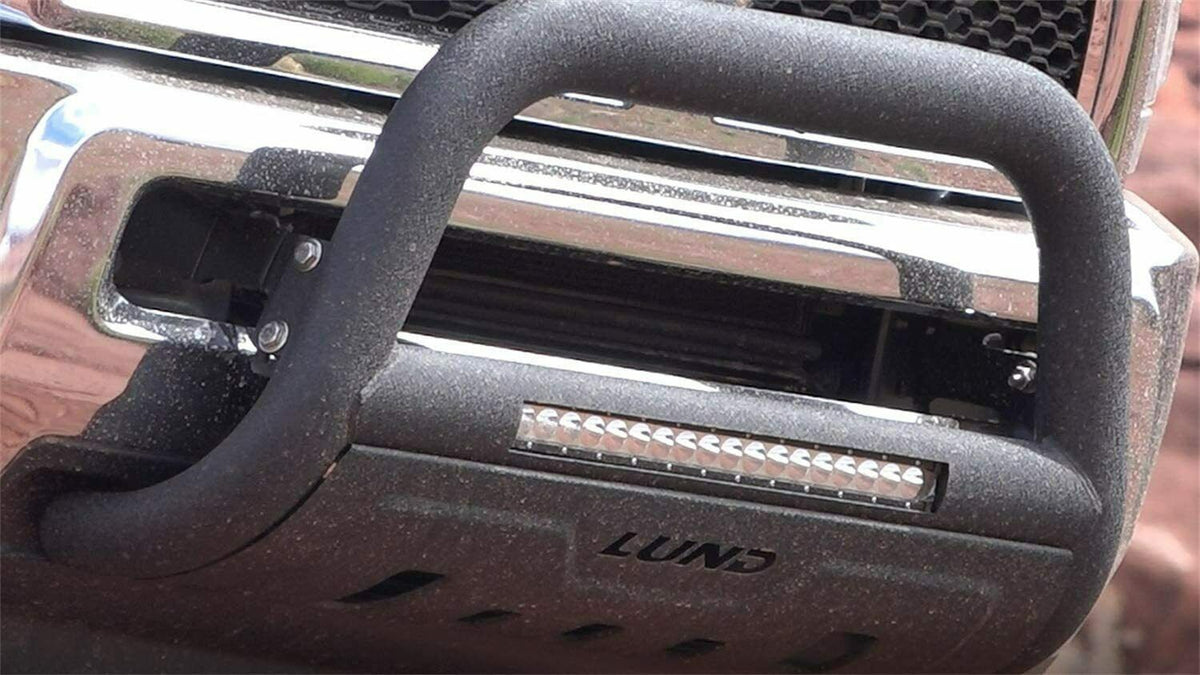 Lund 47121208 Bull Bar w/ Integrated LED Light Bar, Black Steel for 2019- 2023  Ram 1500
