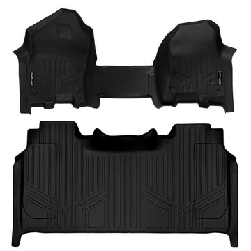 Ram 2019 -2021 1500 New Body Style Crew Cab W/ First Row Bench Seats & Second Row Optional Underseat Storage Box MAXLINER A0373/ B0374 Custom Floor Mats 2 Row Liner Set (Both Rows 1pc)