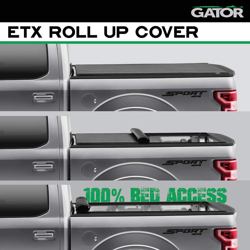 Gator ETX Soft Roll Up Truck Bed Tonneau Cover | 53108 | Fits 2007 - 2013 Chevy/GMC Silverado/Sierra 8&#39; 2&quot; Bed (97.6&#39;&#39;)