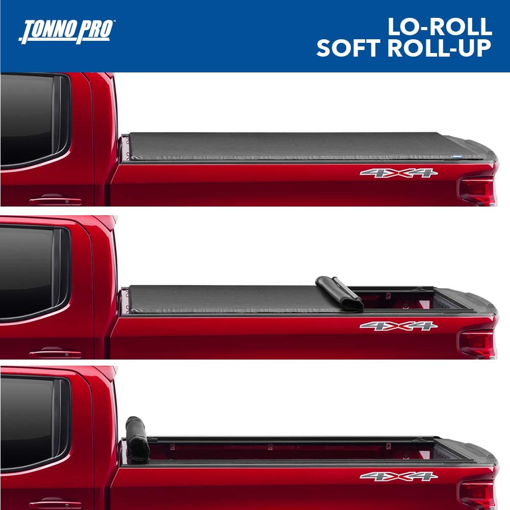 2019-2022 Chevy/GMC Silverado/Sierra, Works w/MultiPro/Flex Tailgate 6&#39; 7&quot; Bed (79.4&quot;) (Tonno Pro Lo Roll, Soft Roll-up Truck Bed Tonneau Cover | LR-1100)