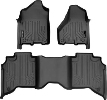 SMARTLINER Custom Fit Floor Mats 2 Row Liner Set Black Compatible with 2019-2022 Ram 2500 Crew Cab with 2nd Row Bucket Seats