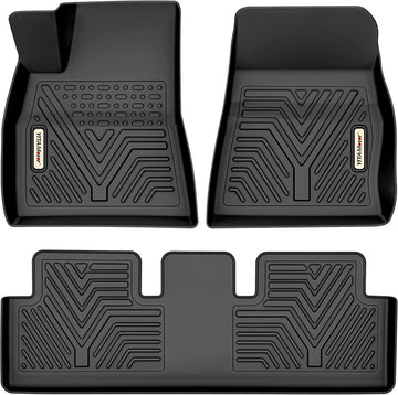 Tesla Model 3 2017 - 2022 - Yitamotor Complete First & Second Row All Weather Floor Mats, Black