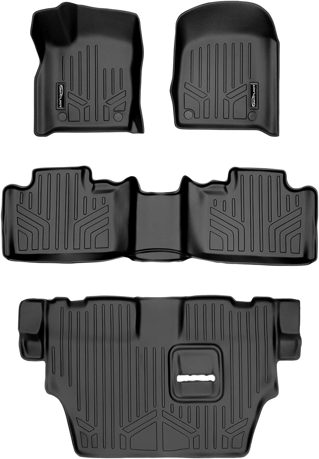 MAXLINER A0315/B0071/C0071 MAXFLOORMAT Floor Mats 3 Row Set Black for 2016-2023 Dodge Durango with 2nd Row Bench Seat