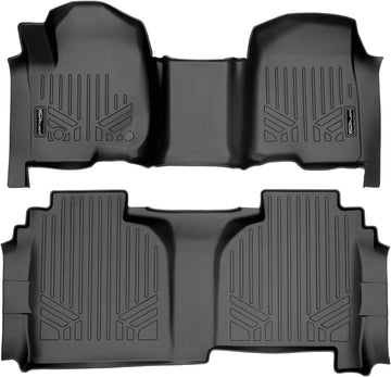 SMARTLINER Custom Fit Floor Mats 2 Row Liner Set Black Compatible with 2019-2022 Silverado/Sierra 1500 Double Cab with 1st Row Bench Seat