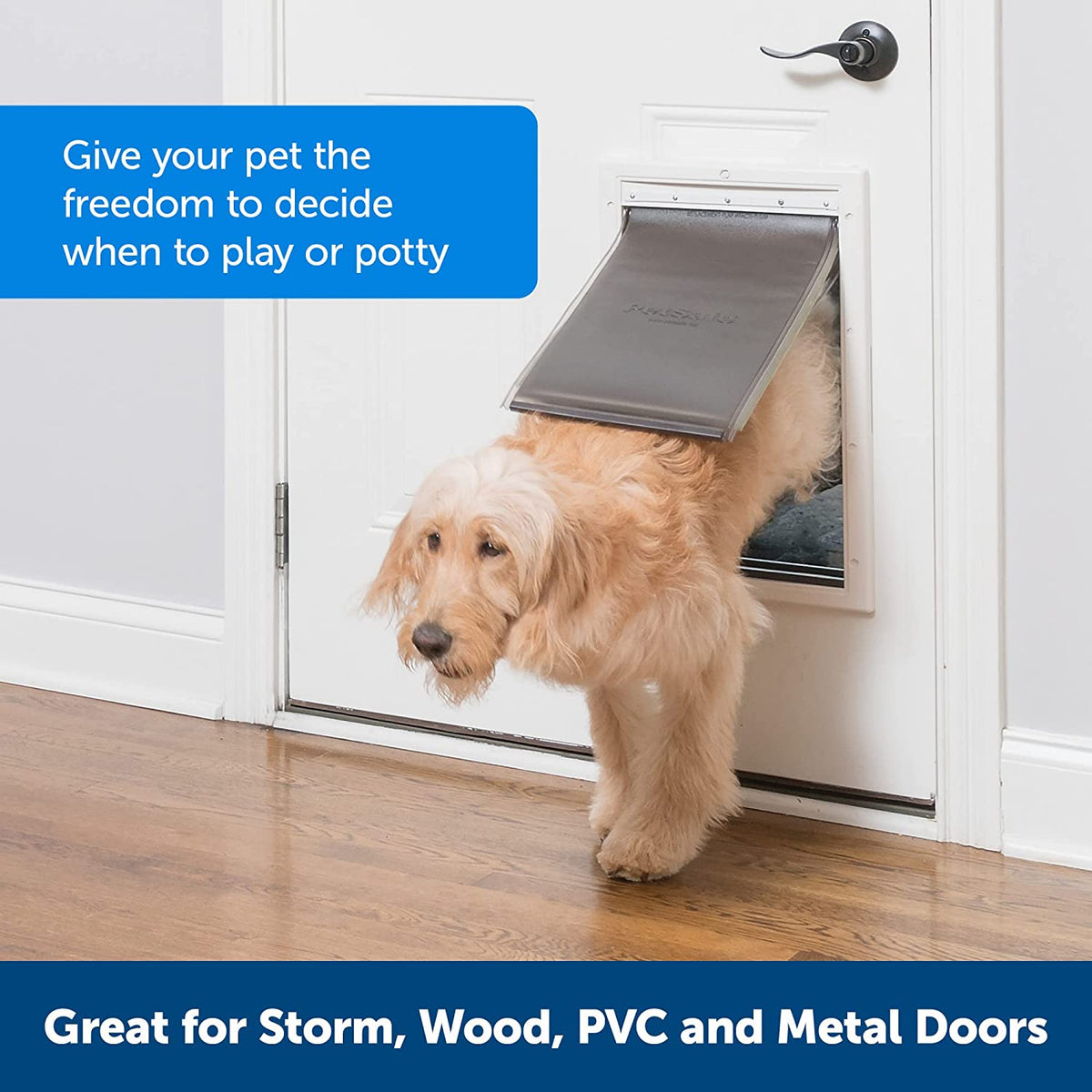 PetSafe Extreme Weather Energy Efficient Pet Door, Unique Three Flap System, White, for Large Dogs Up to 45 kg