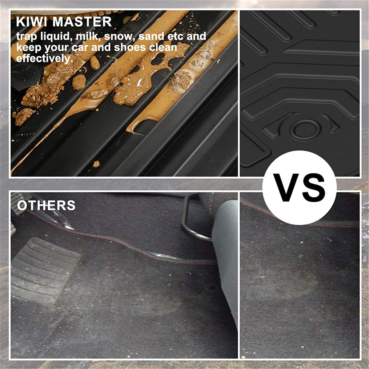 Kiwi Master Floor Mats Compatible for 2019-2022 Chevrolet Silverado / GMC Sierra 1500 Crew Cab with Carpeted Factory Storage Box All Weather Protector Mat Front Rear 2 Row Seat TPE Slush Liners Black