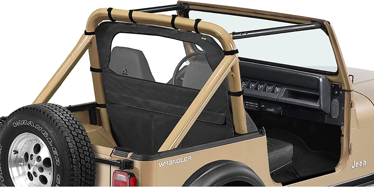 Pavement Ends by Bestop 41422-15 Black Denim Cab Curtain for 80-02 CJ7 and Wrangler
