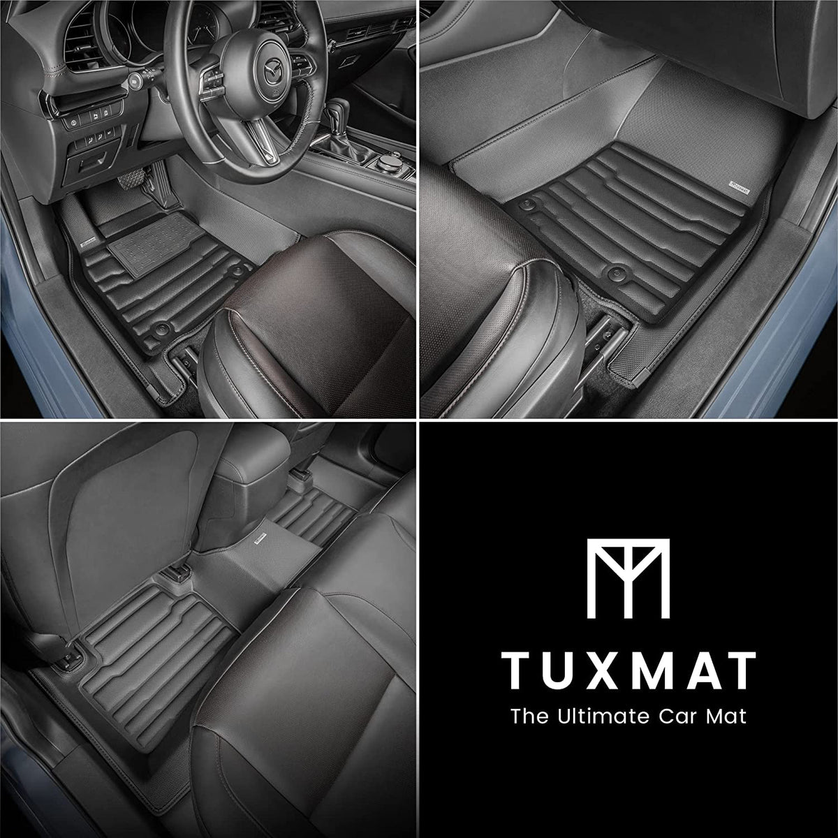 TuxMat 8522 For Mazda 3 AWD 2019 - 2024 - Black Front And Rear Row Custom Floor Liner Set