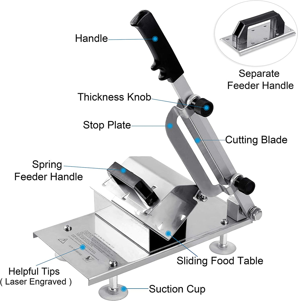 Befen Manual Stainless Steel Meat Slicer for Frozen Meat, Deli Meats, Cheeses and Vegetables
