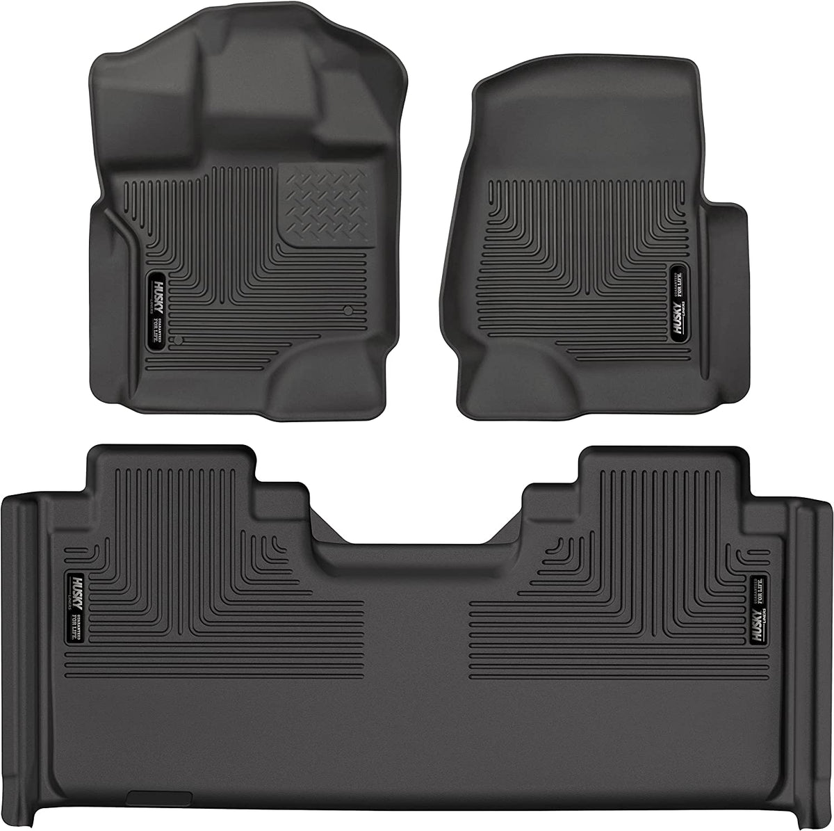 Husky Liners Weatherbeater Series | Front &amp; 2nd Seat Floor Liners - Black | 94051 | Fits 2015-2022 Ford F-150 Extended/SuperCab 3 Pcs