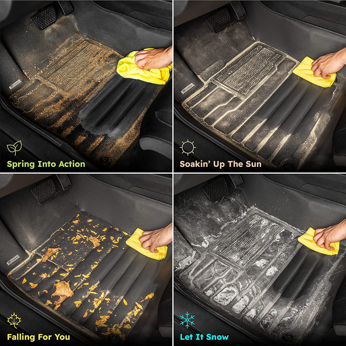 TuxMat 8601 - for Ford F150 SuperCrew Without Rear Seat Storage 2021-2023 Models - Custom Car Mats - Maximum Coverage, All Weather, Laser Measured - This Full Set Includes 1st and 2nd Rows