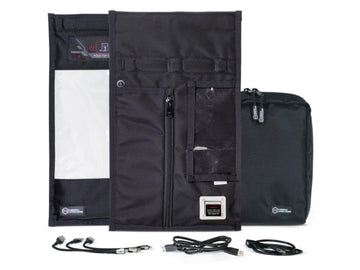 MISSION DARKNESS™ WINDOW CHARGE & SHIELD FARADAY BAG W/ CHARGING KIT